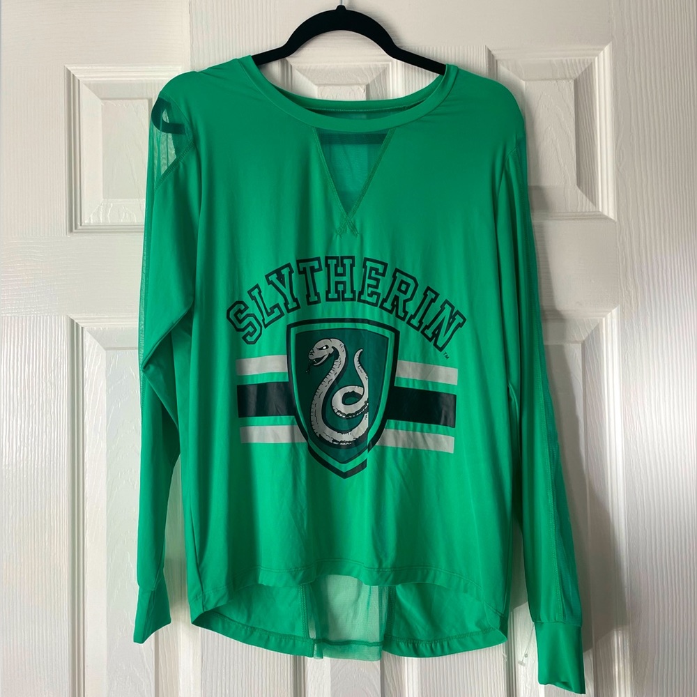 Harry Potter womens Slytherin shirt size M medium mesh sleeve and back
